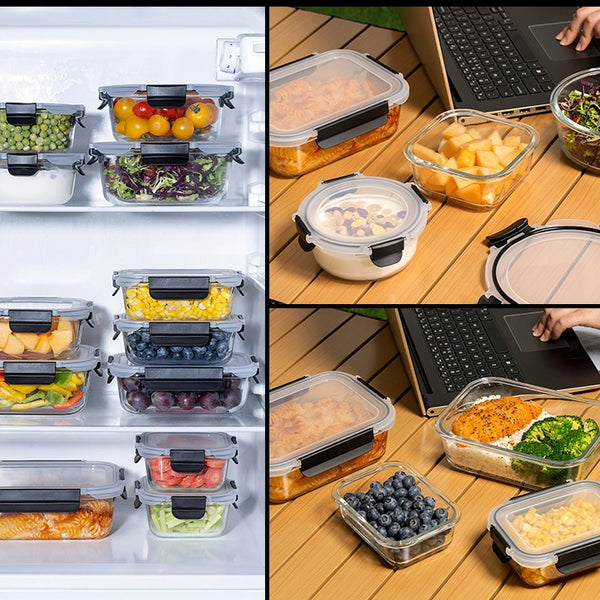 glass meal prep set