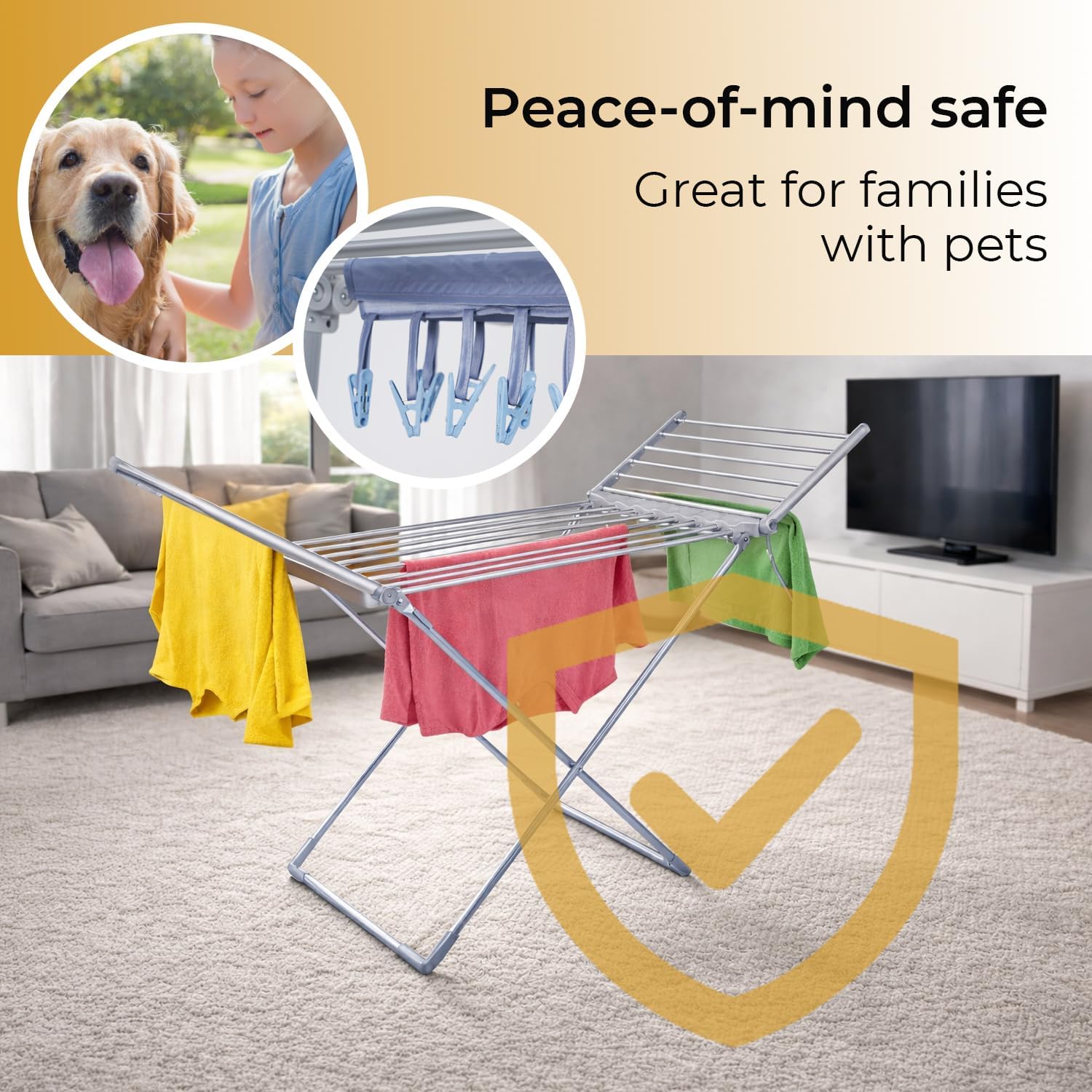 Heated Clothes Airer with Cover, Touch Screen LED Display, 30–60°C, 1–12h Timer, Foldable Indoor Dryer Rack, 20 Heated Bars, 230W