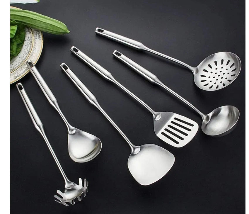 Stainless Steel Kitchen Utensils With Stand-Set Of 7