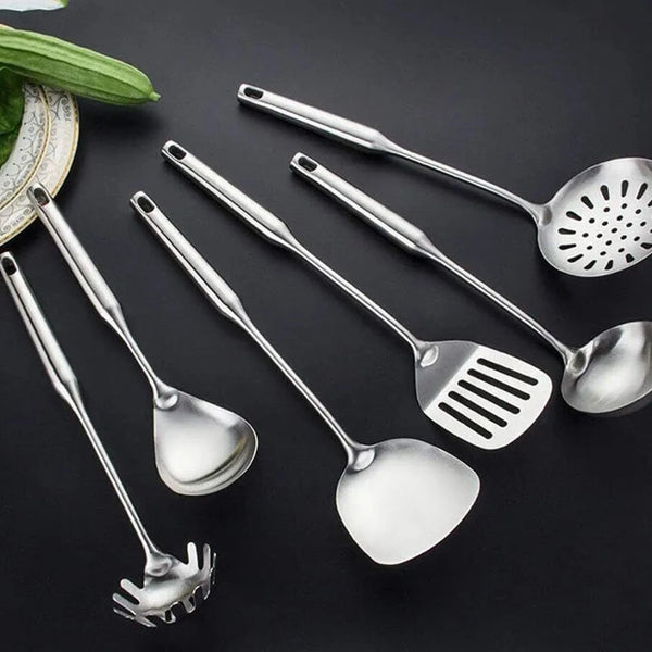 Stainless Steel Kitchen Utensils With Stand-Set Of 7