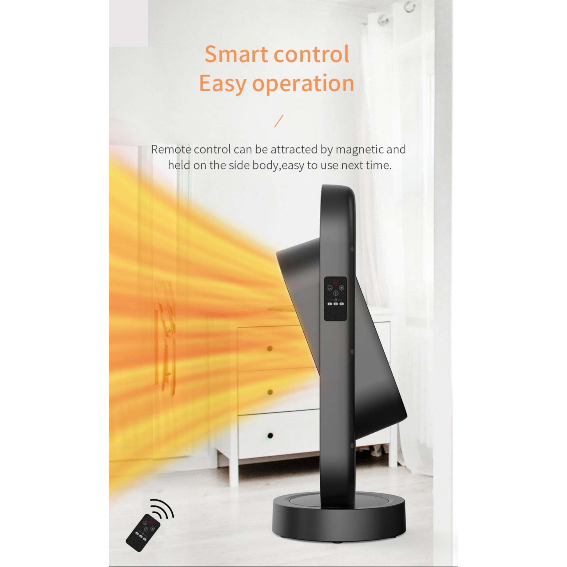 Houszy Electric Heater 1800W with Remote, PTC Ceramic Fan Heater for Home, LED, Timer, Oscillating Vertical/Horizontal, Thermostat, Eco Mode, Quiet Indoor Fan Heater, Tip‑Over & Overheat Protection