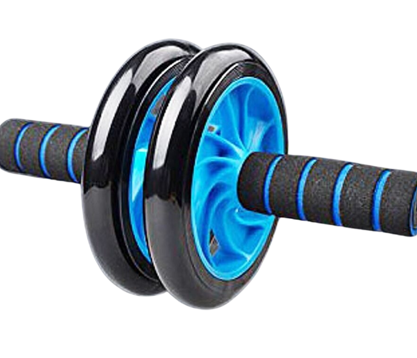 Ab Roller Wheel With Anti-Slip Mat for Core Abs Rollout Exercise -Twin-Wheel Set (Blue)