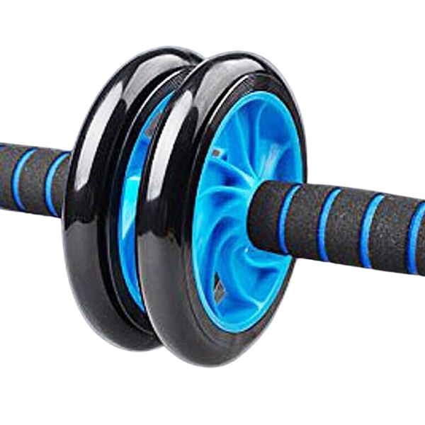 Ab Roller Wheel With Anti-Slip Mat for Core Abs Rollout Exercise -Twin-Wheel Set (Blue)