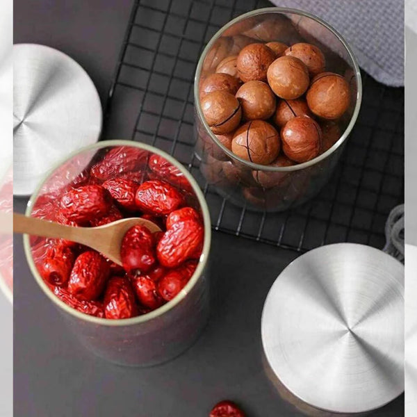 Borosilicate Glass Storage Jar With Stainless Steel Lid - 1400ml