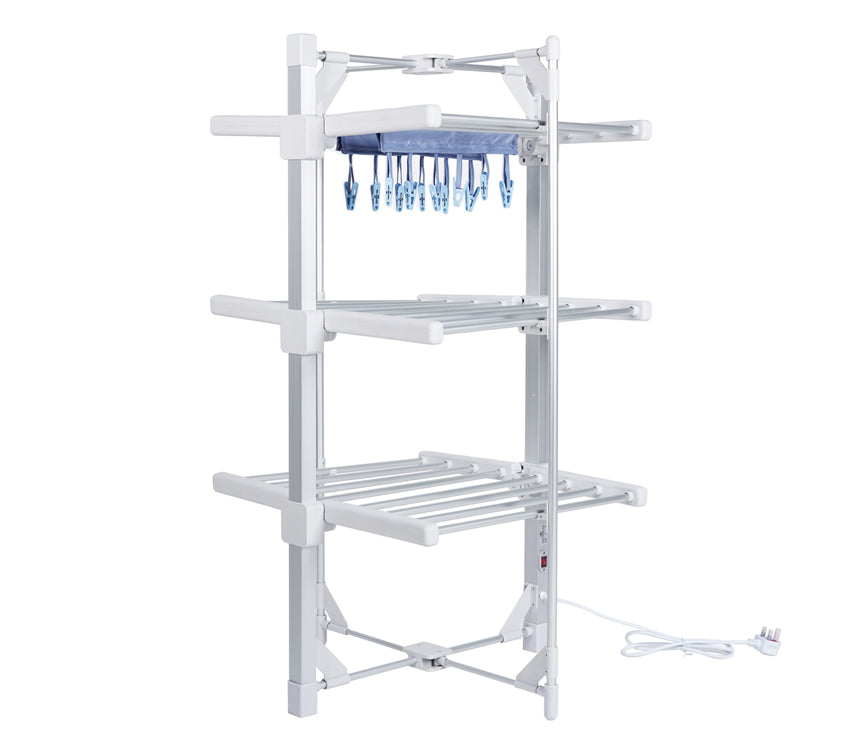 Electric Heated Clothes Airer-Mini Standard 3-Tier|With Rack Cover & 12 Clothes Pegs