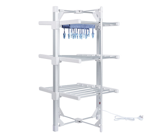 Electric Heated Clothes Airer-Mini Standard 3-Tier|With Rack Cover & 12 Clothes Pegs