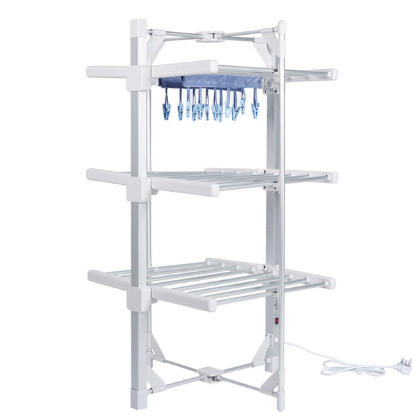 Electric Heated Clothes Airer-Mini Standard 3-Tier|With Rack Cover & 12 Clothes Pegs