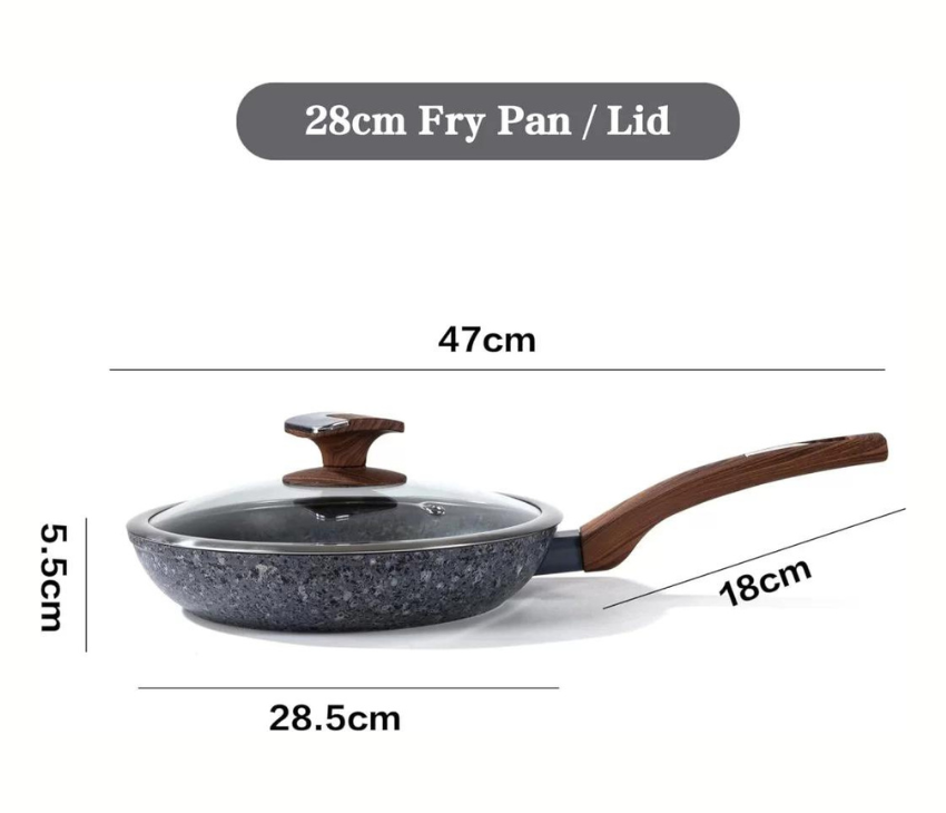 Non-Stick Frying Pan With Tempared Glass Lid-28 cm