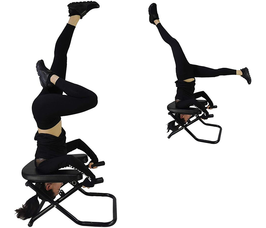 Yoga Headstand Bench with Handled Resistance Bands -Inversion Chair for Workout