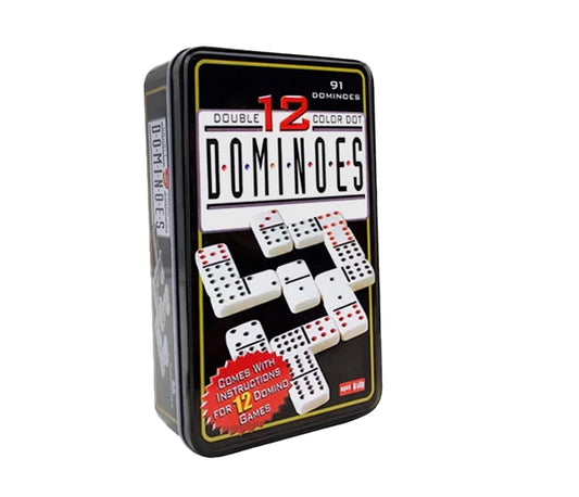 Dominoes Double 12 Colour Dot With Educational Block Toy Tin Case