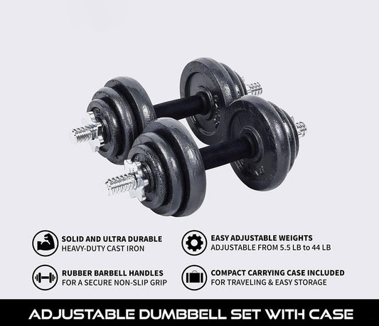 Adjustable Cast Iron Dumbbell Set for Fitness & Strength Training-10/20 kg