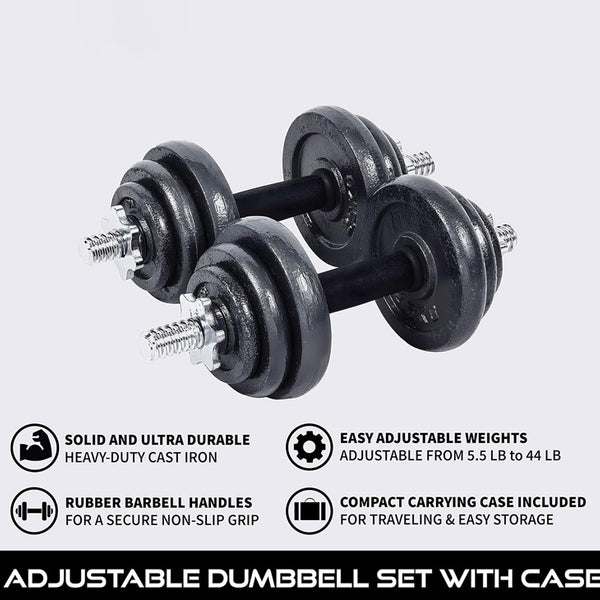 Adjustable Cast Iron Dumbbell Set for Fitness & Strength Training-10/20 kg