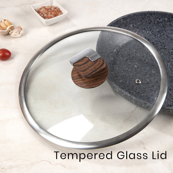 Houszy Non-stick Frying Pan Set With Brushes: 24cm, 28cm with Lid Coookware Handles