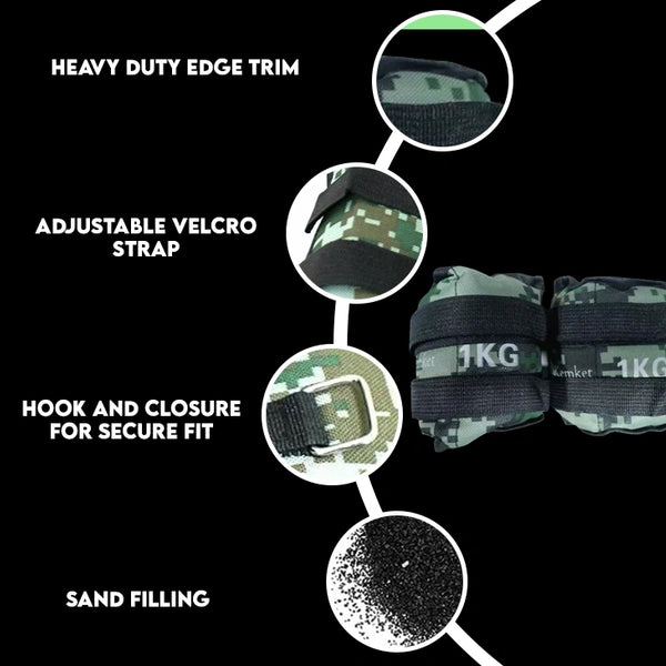 Camouflage Ankle & Wrist Weight Straps for Exercise - Strength Training