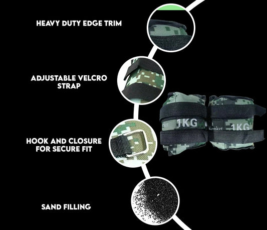 Camouflage Ankle & Wrist Weight Straps for Exercise - Strength Training