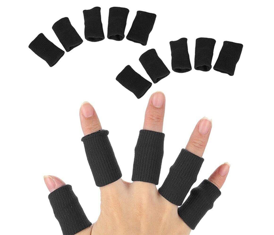 Pack of 10 Finger Protector Sleeves for Sports, Elastic Compression Finger Bandages for Pain Relief