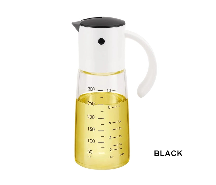 Glass Olive Oil Bottle with Detachable Gravity Cap Nozzle & Non-slip Handle 360ml Black/Grey