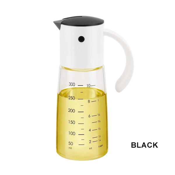 Glass Olive Oil Bottle with Detachable Gravity Cap Nozzle & Non-slip Handle 360ml Black/Grey