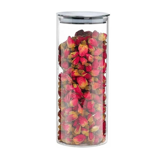 Borosilicate Glass Storage Jar With Stainless Steel Lid-1000ml