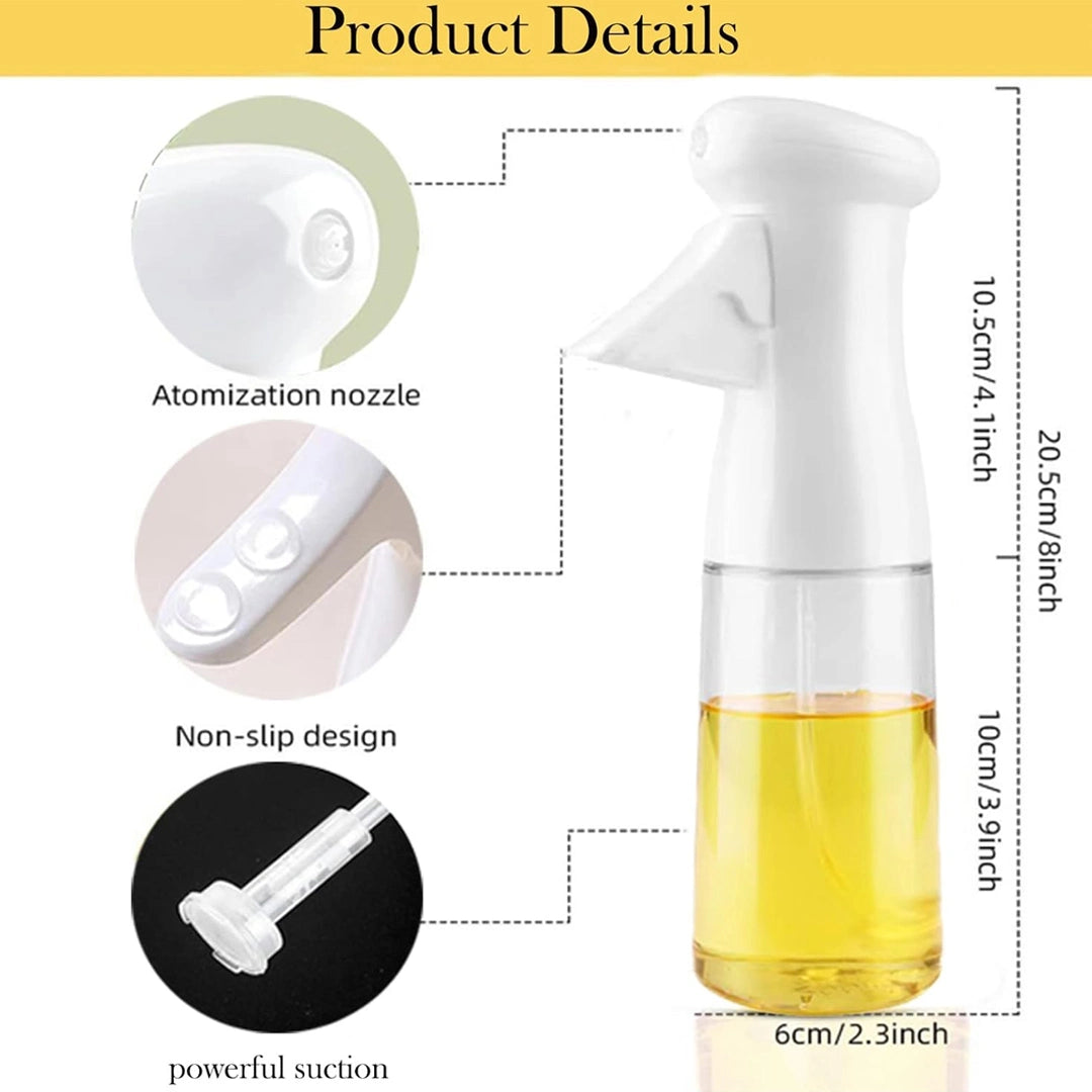 Refillable Oil Spray Mist Bottle With Silicone Oil Brush-White (210 ml, Ideal for BBQ, Baking, Grilling, Roasting & Fryer)