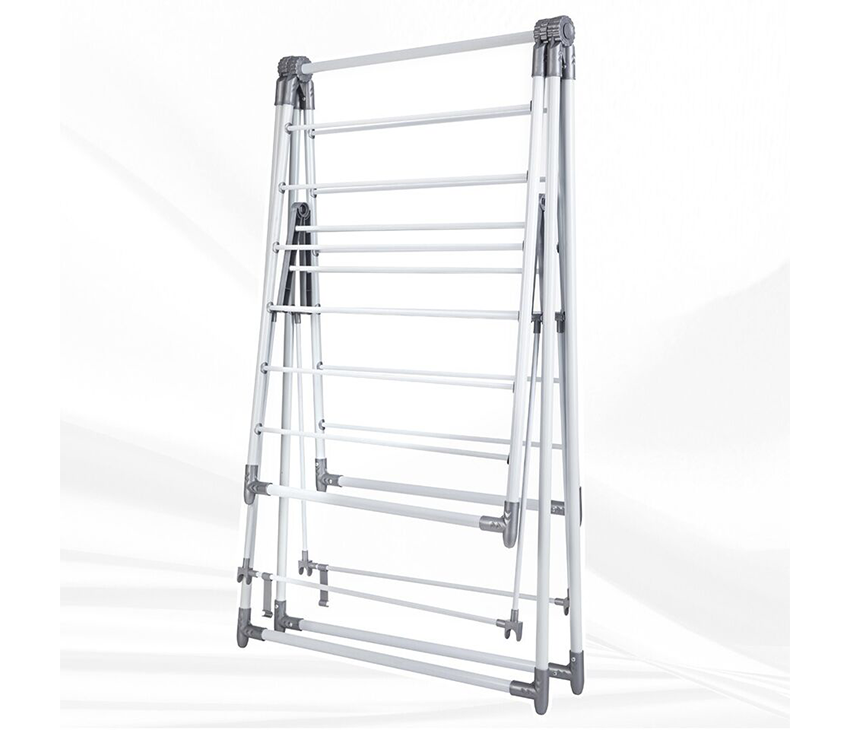 21-Rail Foldable Clothes Drying Rack with Adjustable Wings, Suitable for Indoor & Outdoor Use (White & Grey)