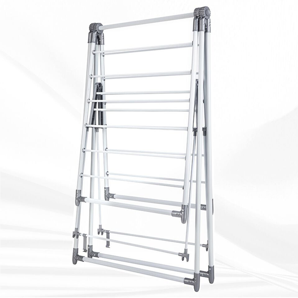 21-Rail Foldable Clothes Drying Rack with Adjustable Wings, Suitable for Indoor & Outdoor Use (White & Grey)