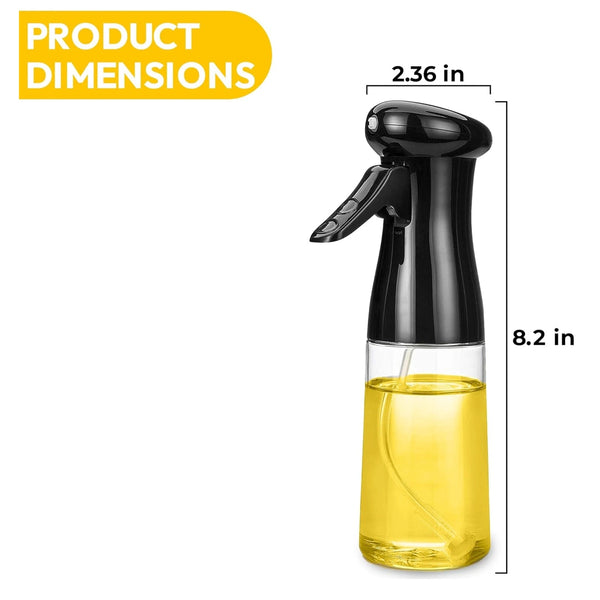 Plastic Oil Spray Mist Bottle With Silicone Oil Brush- 210 ml (Black)