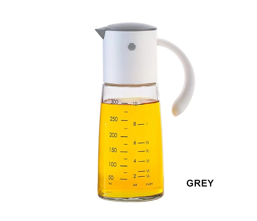 Glass Olive Oil Bottle with Detachable Gravity Cap Nozzle & Non-slip Handle 360ml Black/Grey