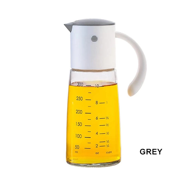 Glass Olive Oil Bottle with Detachable Gravity Cap Nozzle & Non-slip Handle 360ml Black/Grey