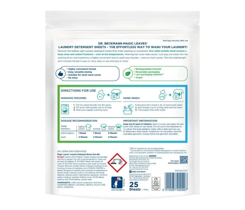 Dr. Beckmann Magic Leaves Non Bio Sheets 25 sheets