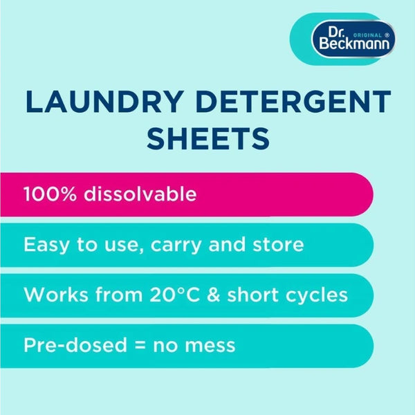 Dr Beckmann Magic Leaves Non-Bio Laundry Detergent Sheets - 25 Sheets