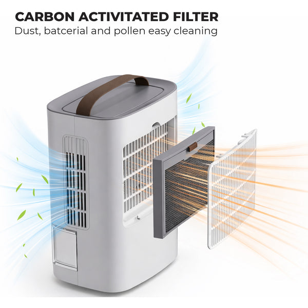 Semiconductor Dehumidifier, 2200ml Tank, 500±30ml/Day, 3 Modes, Humidity Display, Timer, Auto-Defrost, Carbon Filter + UVA + Negative Ions, 7 Lights