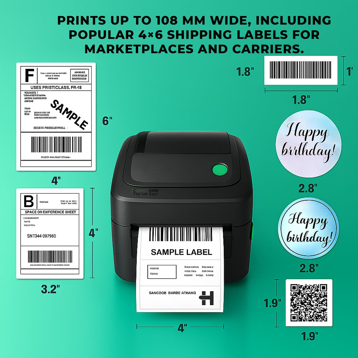 ICD-410 Desktop USB & Bluetooth Barcode Printer, 203 dpi Direct Thermal, 152 mm/s, Max 108 mm Print Width, TSPL