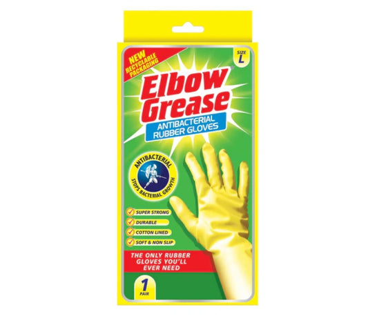 Elbow Grease Anti Bacterial Rubber Gloves - Large