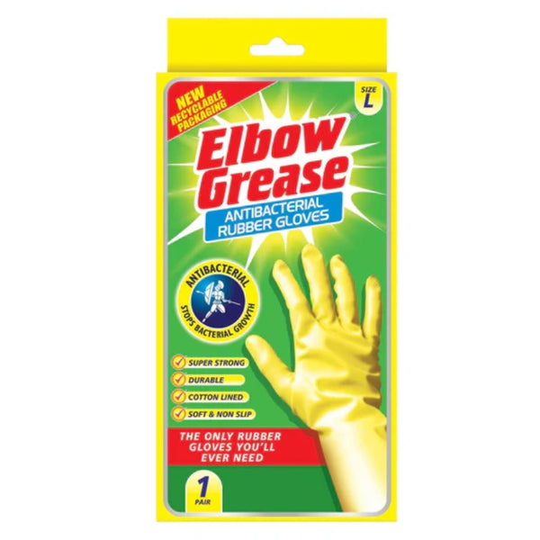 Elbow Grease Anti Bacterial Rubber Gloves - Large