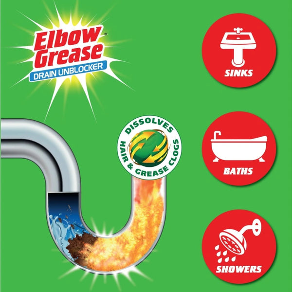 Elbow Grease Drain Unblocker - 3 Pack Yellow