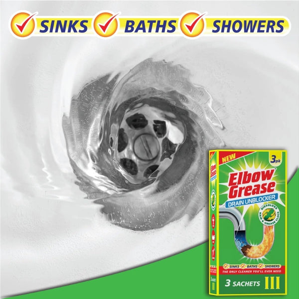 Elbow Grease Drain Unblocker - 3 Pack Yellow