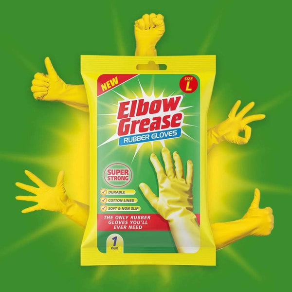 Elbow Grease Rubber Gloves - Super Strong & Durable (Large/Medium)