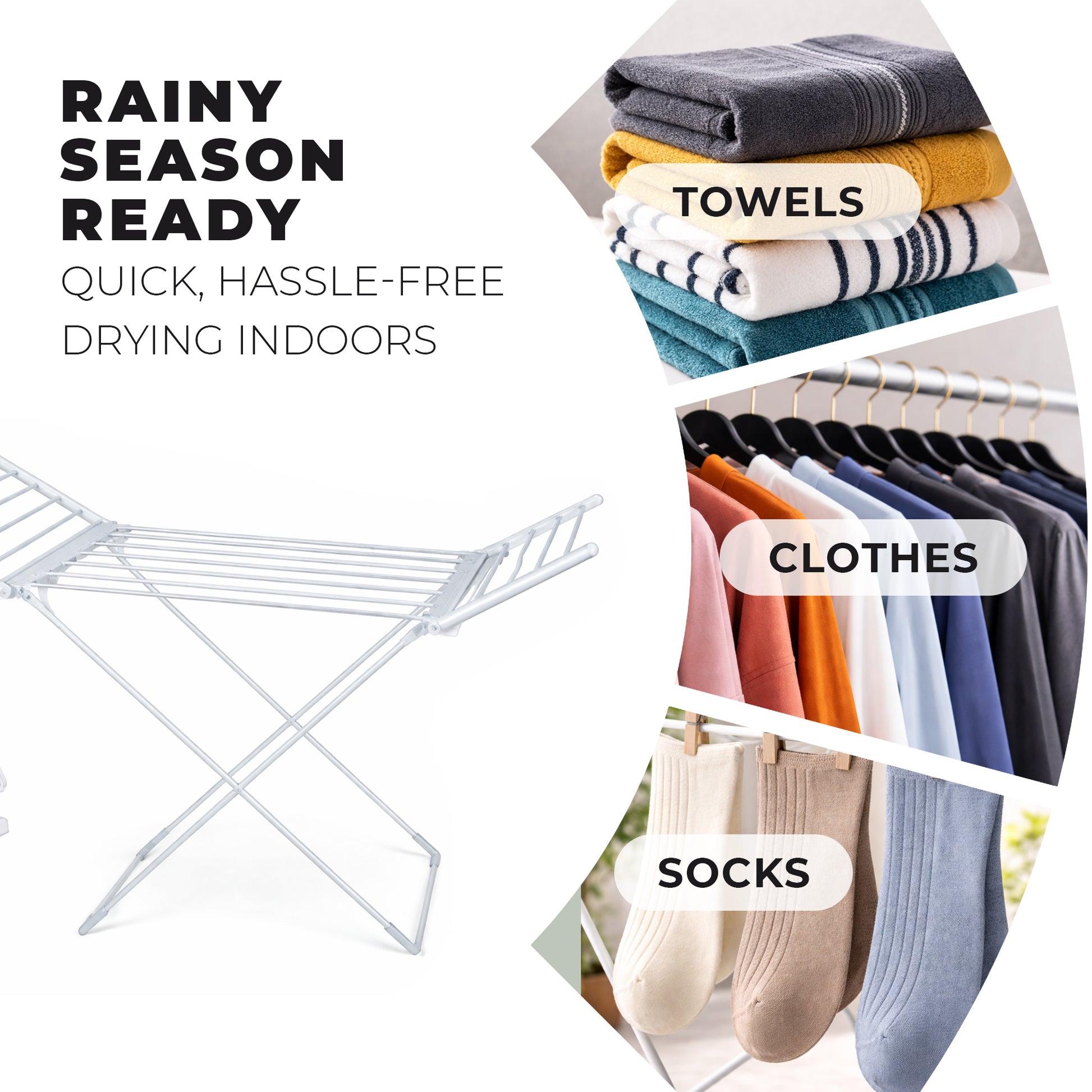 Heated Clothes Airer with Cover, Touch Screen LED Display, 30–60°C, 1–12h Timer, Foldable Indoor Dryer Rack, 20 Heated Bars, 230W