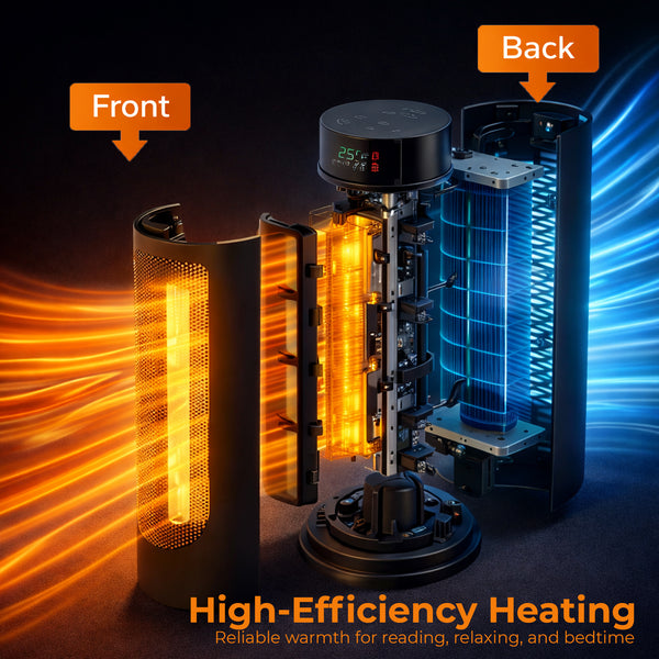 PTC Ceramic Tower Heater 2000W – ECO Mode, 90° Oscillation, 15–35°C Thermostat, 24h Timer, Remote, LED – (Black)