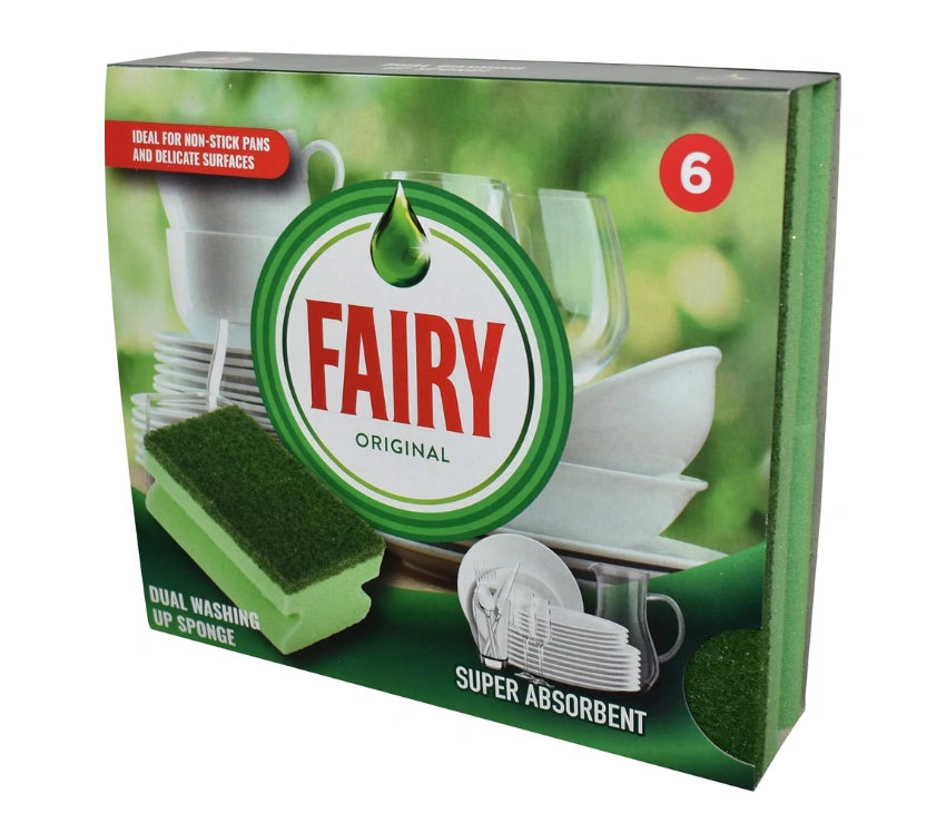 Fairy Grooved Sponge Scourer - 6 Pack