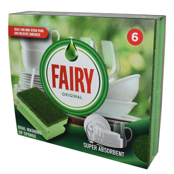 Fairy Grooved Sponge Scourer - 6 Pack