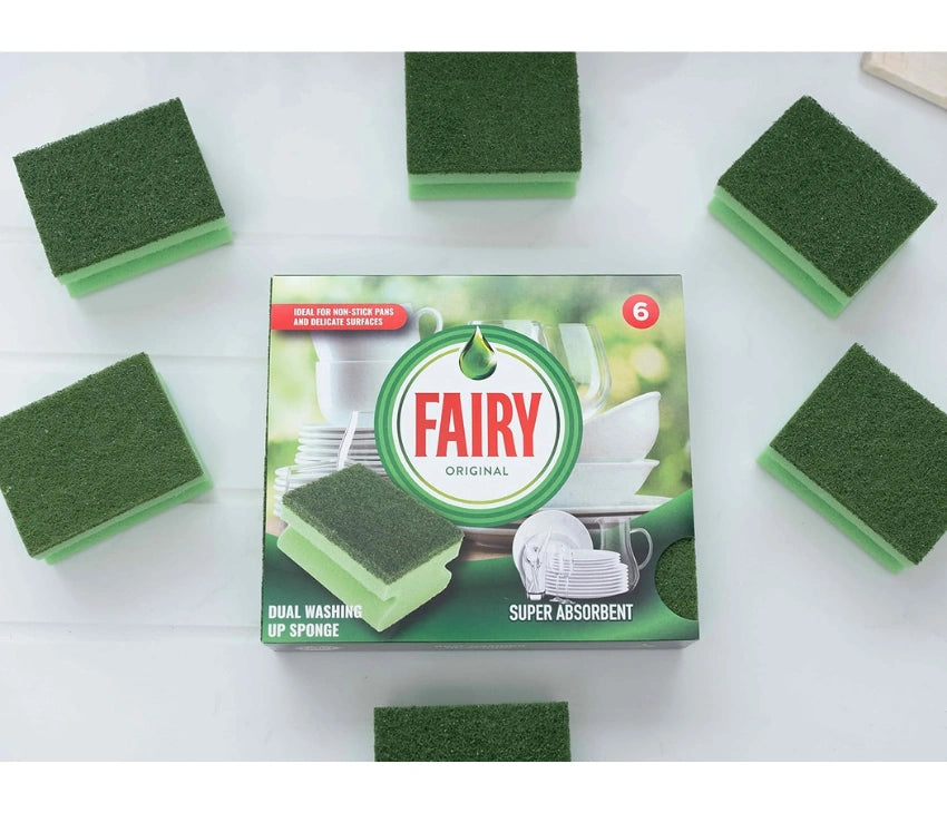 Fairy Grooved Sponge Scourer - 6 Pack