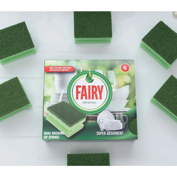 Fairy Grooved Sponge Scourer - 6 Pack