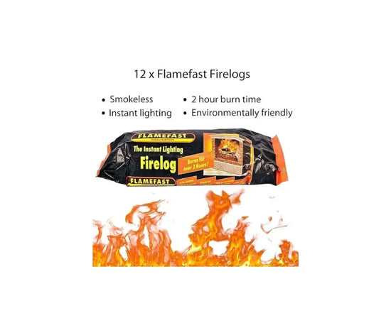 Flamefast Fire Logs Smokeless Instant Firelighters Burns 2 Hours
