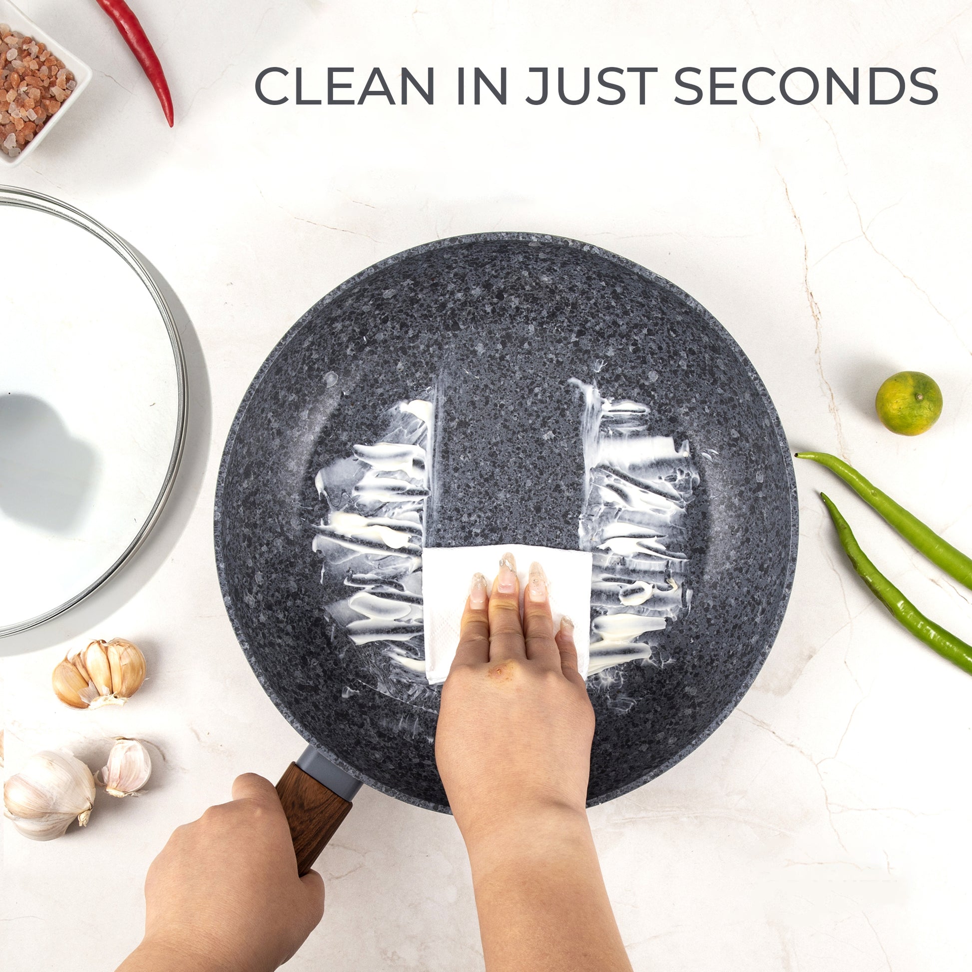 Non-Stick Frying Pan 24 cm Granite Coating & Induction Safe – Houszy