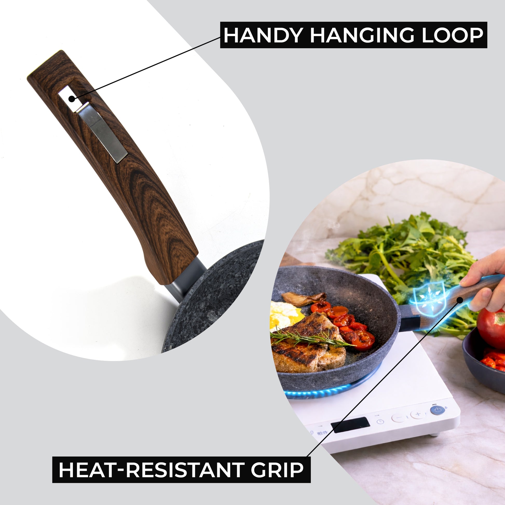 Non-Stick Frying Pan 24 cm Granite Coating & Induction Safe – Houszy