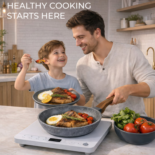 Non-Stick Frying Pan 24 cm Granite Coating & Induction Safe – Houszy