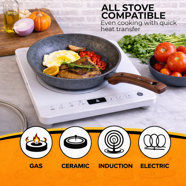 Non-Stick Frying Pan 24 cm Granite Coating & Induction Safe – Houszy