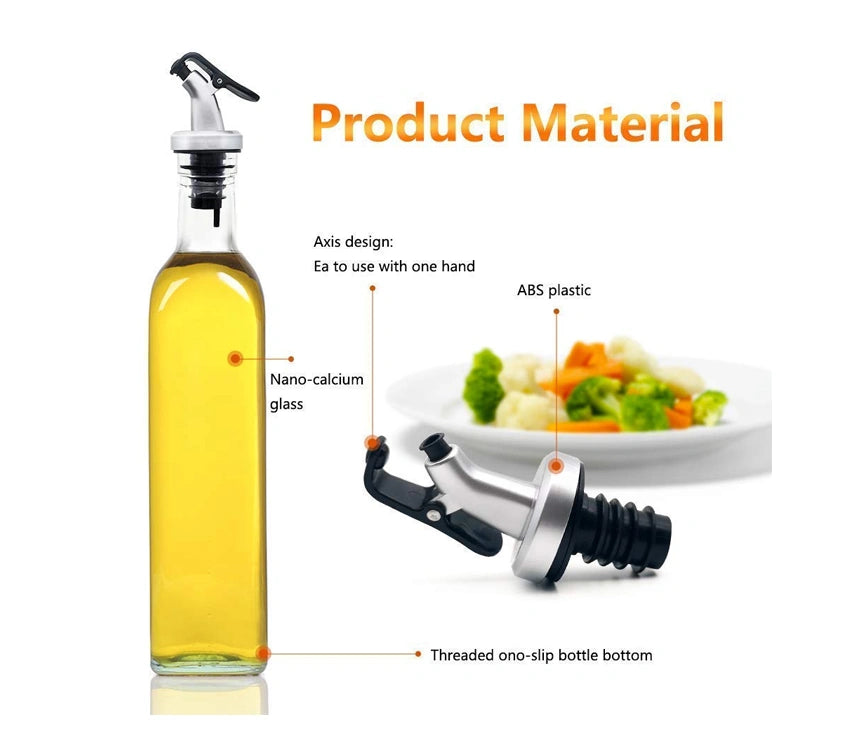 Borosilicate Glass Oil Dispenser Bottles with Spout-2pcs|Lid-Free Glass Oil Bottle Set